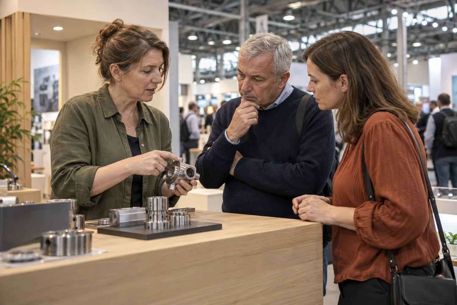 Ein Produktgespräch am Messestand.